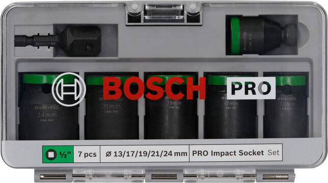 BOSCH Sada nástrčných kľúčov PRO Impact Socket Set s adaptérom, 1/2", 7 ks - 2608003032