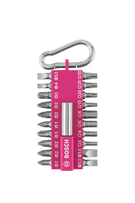 BOSCH 21-dielna súprava skrutkovacích bitov s karabínkou (ružová, fuchsia) - 2607002821