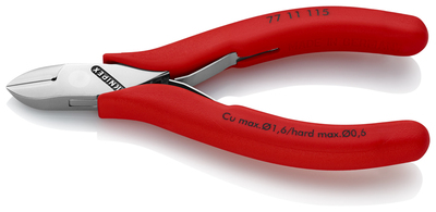 KNIPEX 77 11 115 bočné cvikacie kliešte pre elektroniku s prevlečným kĺbom s protišmykovými plastový