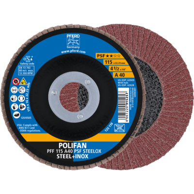 PFERD TOOLS POLIFAN-Disky s plochým okrajom PFF 115 A 40 PSF STEELOX
