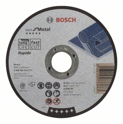 BOSCH Rovný rezací kotúc Best for Metal - Rapido A 60 W BF, 125 mm, 1,0 mm