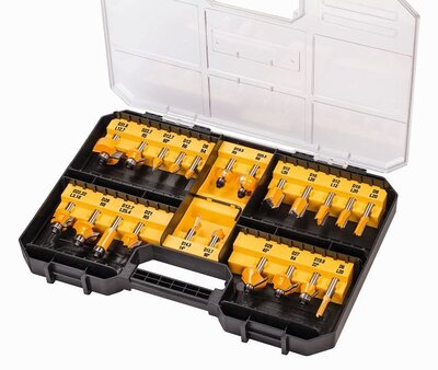 DeWALT DT90017 Stopkové frézy se stopkou 8mm - sada 22ks