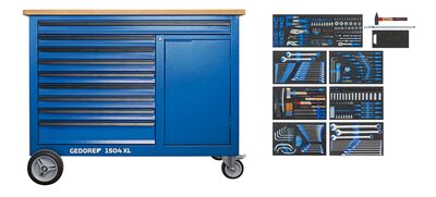 GEDORE 1504 XL-S-306 Pracovný stôl s profesionálnym sortimentom