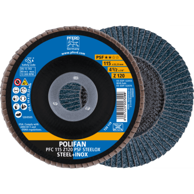 PFERD TOOLS POLIFAN-Disky s plochým okrajom PFC 115 Z 120 PSF STEELOX