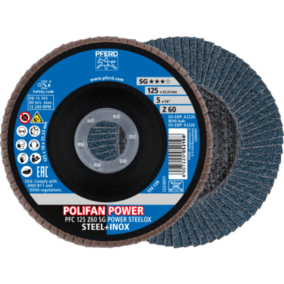 PFERD TOOLS POLIFAN-Disky s plochou PFC 125 Z60 SG POWER STEELOX (2)