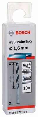 BOSCH Skrutkovitý vrták HSS PointTeQ 1,6 mm