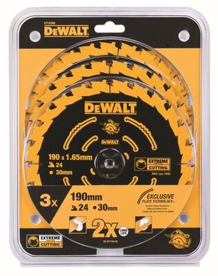 DeWALT Set 3 db EXTREME 190x30x1,65mm 24z fűrészlap (DWE575K/DWE576K-hoz)  DT10399
