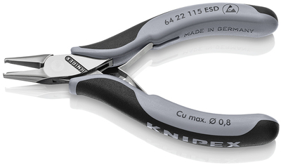 KNIPEX 64 22 115 ESD Čelné cvikacie kliešte ESD pre elektroniku s multi-komponentnými úchopmi 115 mm
