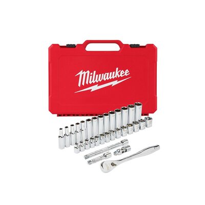 MILWAUKEE 3/8"-OS METRIKUS ALJZAT KÉSZLET RACSNIVAL (32 DB) 4932464945