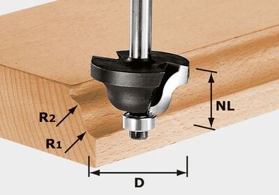 FESTOOL Dvojoblúková fréza HW S8 D38,1/R6,35/R6,35