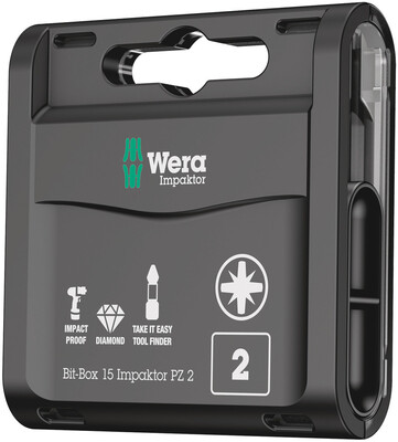 WERA Bit-Box 15 Impaktor PZ, PZ 2 x 25 mm, 15-dielny