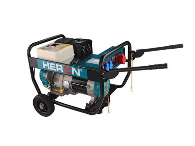 HERON 8896132, 3F, 6,8kW/5,5kW, 400V/230V, Benzin Ipari erőmű + alváz