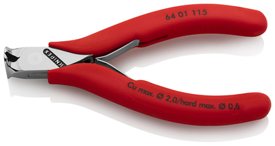 KNIPEX 64 01 115 Čelné cvikacie kliešte pre elektroniku s protišmykovými plastovými úchopmi 115 mm