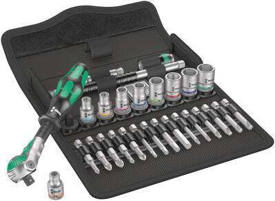 WERA 8100 SA 9 Ráčnová sada Zyklop Speed, upínacia časť 1/4", palcová, 28 dielna