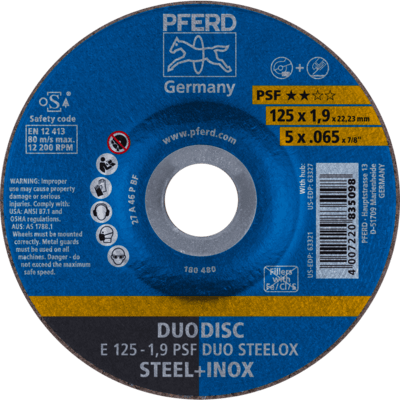 PFERD TOOLS Rezné kotúče E 125-1,9 PSF DUO STEELOX