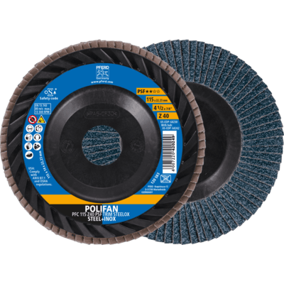 PFERD TOOLS POLIFAN-Disky s plochým okrajom PFC 115 Z 40 PSF TRIM STEELOX