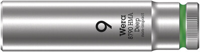 WERA 8790 HMA Deep Nástrčná hlavice, upínací časť 1/4", 9 x 50 mm