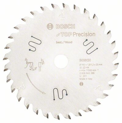BOSCH Pílový kotúč do okružnej píly Top Precision Best for Wood 165 x 20 x 1,8 mm, 32 - 2608642386