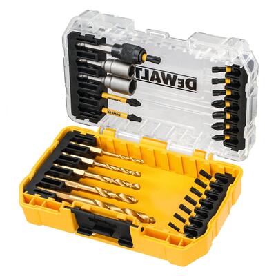 DeWALT 26 részes FLEXTORQ csavarhúzó bitkészlet és fém fúrószárak 25 mm-es DT70735T