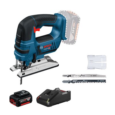 BOSCH GST 18V-LI + 1 GBA 18V 4,0Ah + GAL 18V-40 - 0615990M43 Professzionális készlet: akkus szúrófűrész