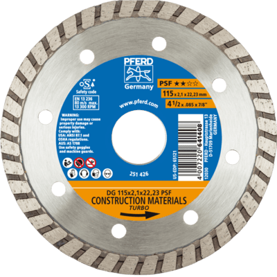 PFERD TOOLS Diamantové nástroje pre stavebný priemysel DG 115 x 2,1 x 22,23 PSF