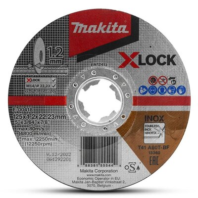 MAKITA Rezný kotúč oceľ/nerez X-lock - E-00418