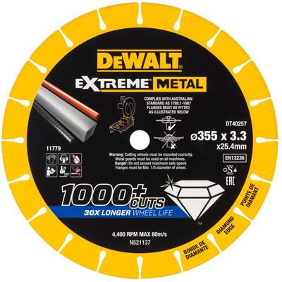 DeWALT Diamantový kotúc EXTREME METAL 355 x 25,4 x 3,3 mm DT40257