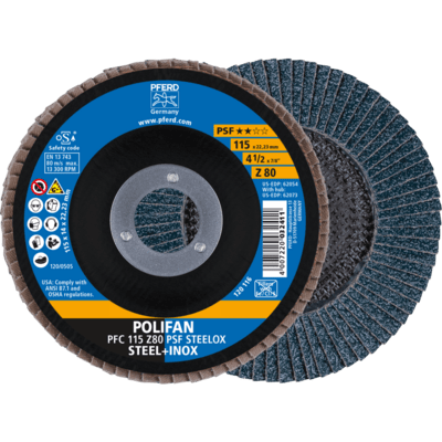 PFERD TOOLS POLIFAN-Disky s plochým okrajom PFC 115 Z 80 PSF STEELOX