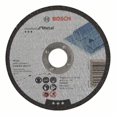 BOSCH Rezací kotúc rovný Standard for Metal A 30 S BF, 125 mm, 22,23 mm, 2,5 mm