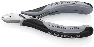 KNIPEX 77 12 115 ESDSB bočné cvikacie kliešte ESD pre elektroniku s prevlečným kĺbom s multi-kompone