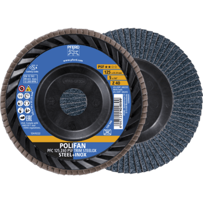PFERD TOOLS POLIFAN-Disky s plochým okrajom PFC 125 Z 40 PSF TRIM STEELOX