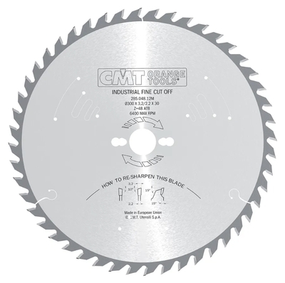 CMT Industrial Pílový kotúč pre pozdĺžne a priečne rezy - D254x2,4 d30 Z48 HW -5°Neg