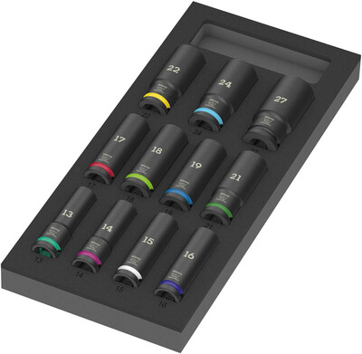 WERA 9725 Zyklop C, 1/2", nástrčná hlavica Impaktor Deep v penovej vložke, set 1, 11-dielny