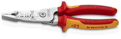 KNIPEX 13 76 200 ME WireStripper izolované s multi-komponentnými rukoväťami, VDE testované pochrómov