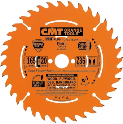 CMT Ultra tenký kotúč pre priečne rezy - D165x1,7 d20(+15,87) Z36 HW