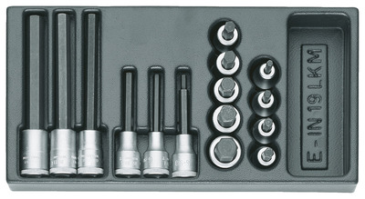 GEDORE 1500 ES-IN 19 LKM Sada bitov na skrutkovače 1/2" v module 1/3 ES