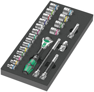 WERA 9721 Ráčna 8000 B Zyklop 3/8" v penovej vložke, set 1, 23 dielny