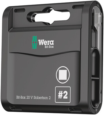 WERA Bit-Box 20 V s vnútorným štvorkom, # 2 x 25 mm, 20-dielny