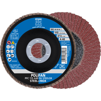 PFERD TOOLS POLIFAN-Disky s plochým okrajom PFC 115 A 40 PSF STEELOX