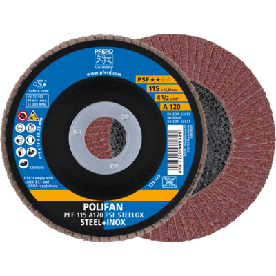PFERD TOOLS POLIFAN-Disky s plochým okrajom PFF 115 A 120 PSF STEELOX