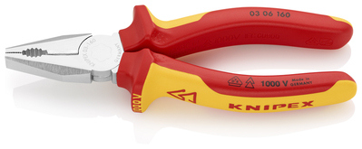 KNIPEX 03 06 160 SB Kombinované kliešte izolované s multi-komponentnými rukoväťami, VDE testované po