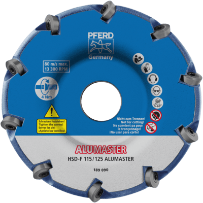 PFERD TOOLS Frézovacie nástroje s rezacími vložkami HSD-F 115/125 ALUMASTER HICOAT