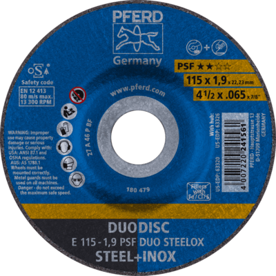 PFERD TOOLS Rezné kotúče E 115-1,9 PSF DUO STEELOX