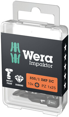 WERA 855/1 IMP DC PZ DIY Impaktor bity, PZ 1 x 25 mm, 10-dielny