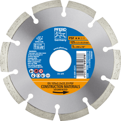 PFERD TOOLS Diamantové nástroje pre stavebný priemysel DS 125 x 2,2 x 22,23 PSF