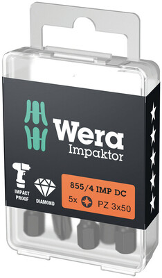 WERA 855/4 IMP DC PZ DIY Impaktor bity, PZ 3 x 50 mm, 5-dielny