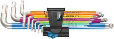 WERA 3950/9 Hex-Plus Multicolour HF Nerezová sada úhlových kľúčov, metrických, nerezová oceľ, s pridržiav