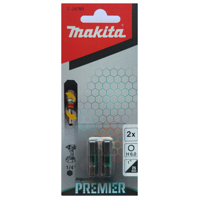 MAKITA E-26761 - BIT H 25 mm, H6, 2 db