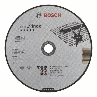 BOSCH Rovný rezací kotúc Best for Inox - Rapido A 46 V INOX BF, 230 mm, 1,9 mm