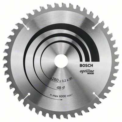 BOSCH Pílový kotúč Optiline Wood 260 x 30 x 3,2 mm, 48 - 2608641202